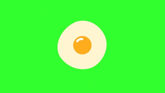 Cartoon Fried Egg Animation on Green Screen