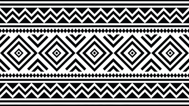 Seamless black traditional tribal geometric pattern for textile, fabric, wallpaper, decorative and repeating vector design