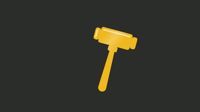 Yellow Judge Gavel Justice and Auction Icon Animation