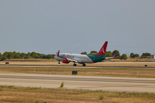 Albastar passenger aircraft landing at Valencia airport. Valencia, Spain - June 20, 2026.