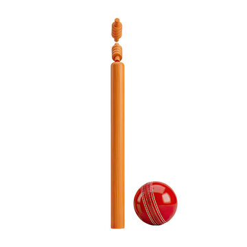 Cricket stumps and ball isolated on transparent background