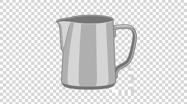 Minimalist Gray Stainless Steel Pitcher Illustration Isolated on Transparent Background for Kitchen and Dining