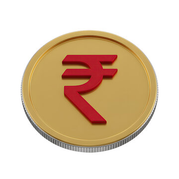 3D Indian Rupee Symbol Coin Isolated