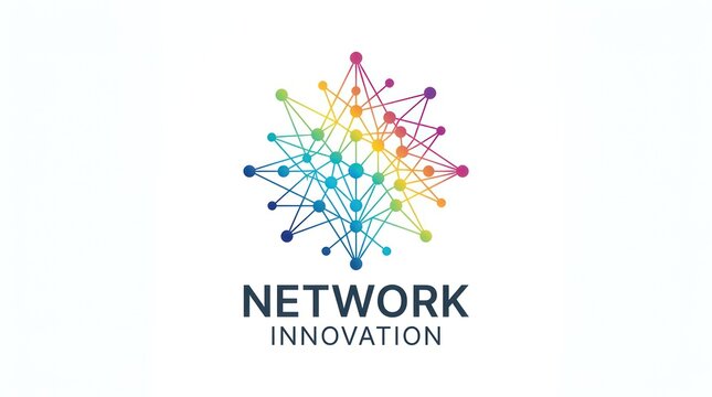 Network innovation logo featuring colorful connected dots forming an abstract geometric shape.
