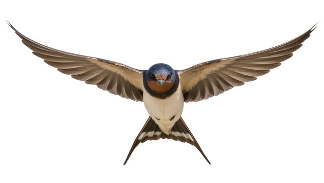 Barn swallow bird flying with wings spread wide