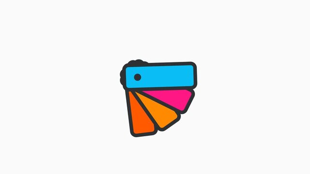 Hand-Drawn Animated Color Swatch Palette Icon on White