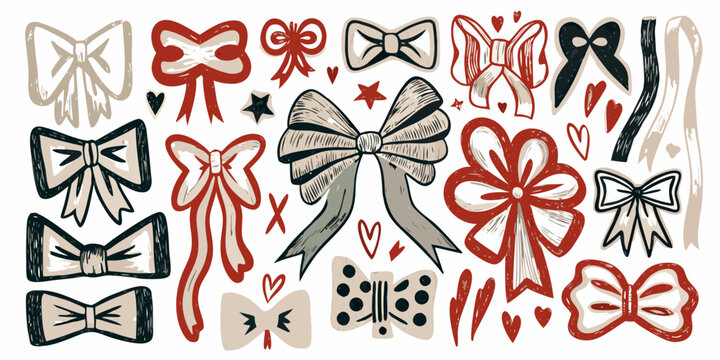 Hand Drawn Bows And Ribbons A Vector Illustration Collection
