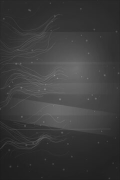 Abstract black and white line art with dots and gradient