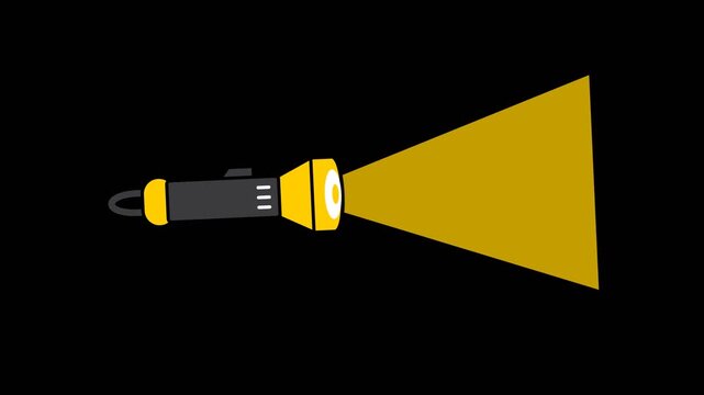 Minimalist Flashlight with Yellow Light Beam on Black Background