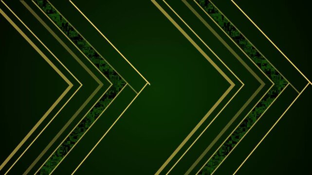 Emerald chevron lines background animation, Dark geometric chevron pattern with lines and textured accents