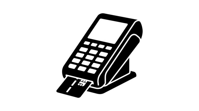 POS terminal with credit card icon for secure electronic payments.