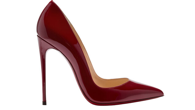 Red patent leather stiletto high heel pump shoe