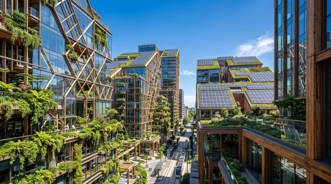 Sustainable Green City Architecture Low Angle View