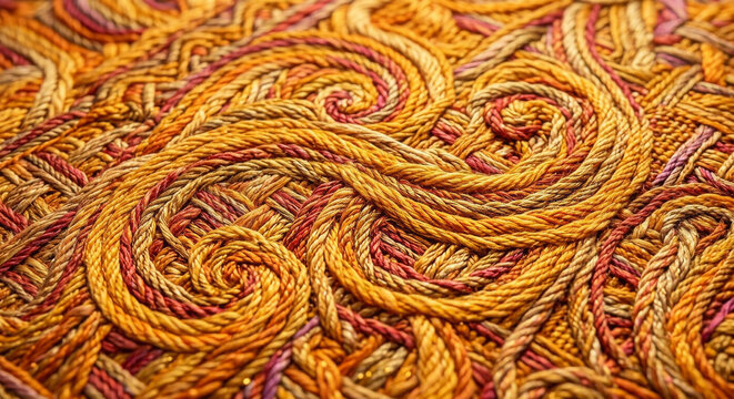 Warm Golden and Orange Woven Textile Thread Texture