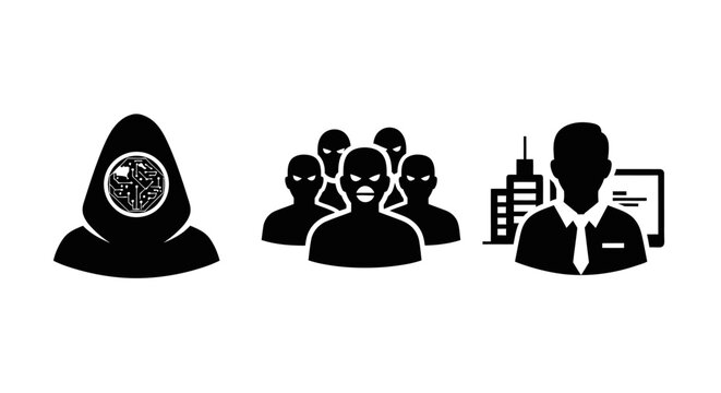 Anonymous Hacker with Circuit Board Head and Threatening Silhouette