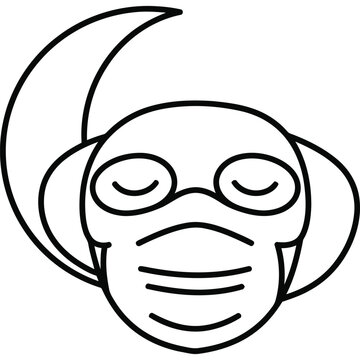 Night Face Mask Treatment Line Icon - Skincare Sleep Routine Outline Vector Symbol