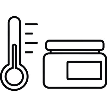 Cosmetic Temperature Control Line Icon - Skincare Product Storage Outline Vector