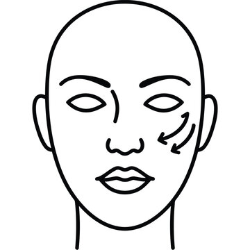 Face Lift Treatment Line Icon - Skin Tightening Outline Vector Symbol