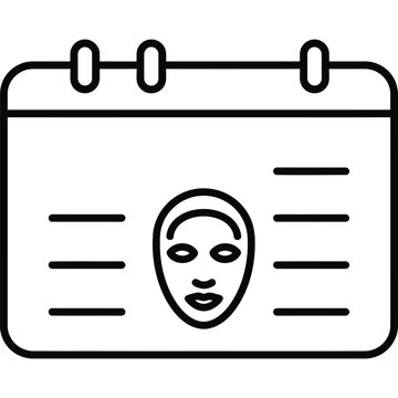 Facial Treatment Calendar Line Icon - Skincare Schedule Outline Vector