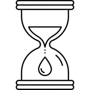Skincare Hourglass Line Icon with Liquid Drop - Beauty Treatment Time Outline Vector