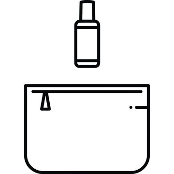 Cosmetic Storage Pouch Line Icon - Makeup Bag Outline Vector Symbol