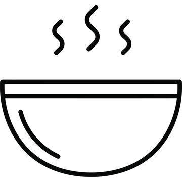 Warm Skincare Bowl Line Icon - Facial Steam Treatment Outline Vector