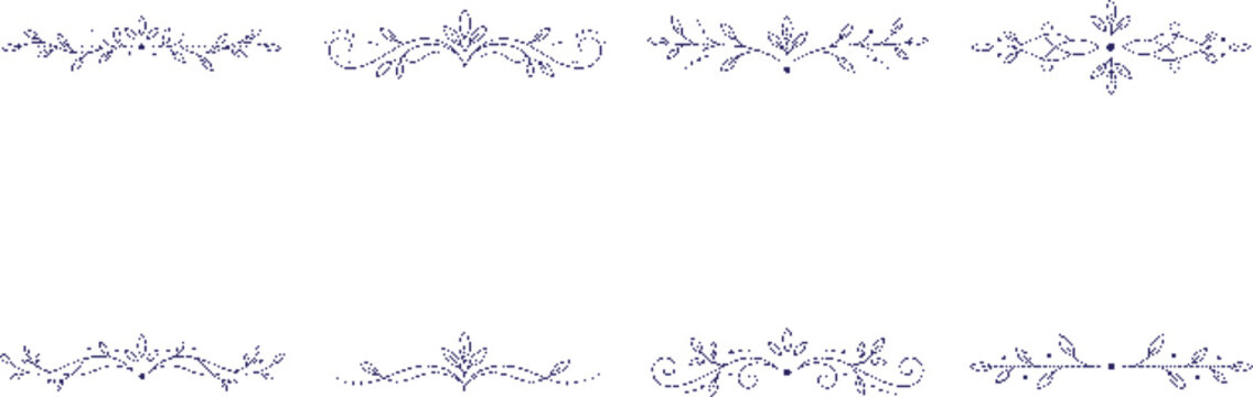 Blue floral decorative borders for design
