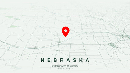 Modern minimalist vector map of Nebraska. High-quality scalable illustration of Nebraska state geographic boundaries, Platte River system layout for posters design. © AliRza