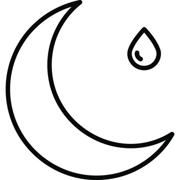 Night Skincare Routine Line Icon with Moon and Serum Drop Outline Vector Symbol