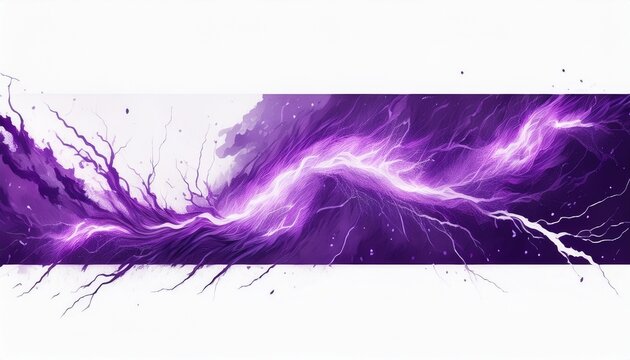 an abstract background header with purple lightning and sparks on a white background