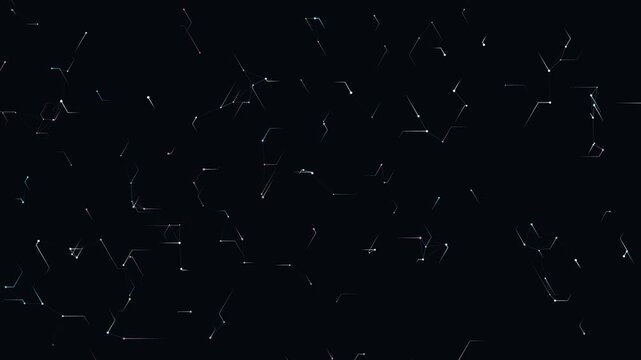 Procedural art cosmic pattern with interconnected white digital points and lines. Suitable for backgrounds, digital art, space themed designs. Night sky inspiration.