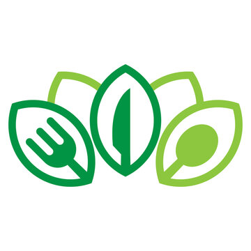 Healthy Food Icons with Leaves