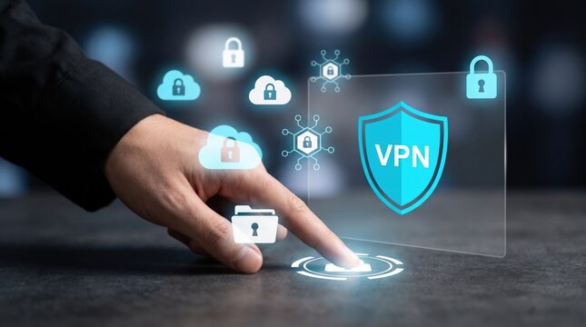 Cyber Security Network Privacy: VPN Shield Encryption Node, Secure Virtual Private Data Cloud Access, and Encrypted Document File Access Authorization Management using Digital Push Button Interface