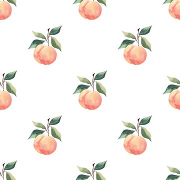 Minimal Peach and Leaf Repeat Pattern