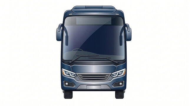 Modern Blue Bus Front View Vector Illustration for Travel and Transportation Concept