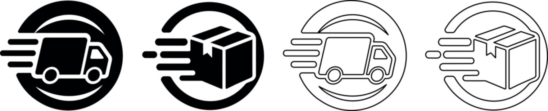 Fast delivery truck and package icons representing quick shipping services