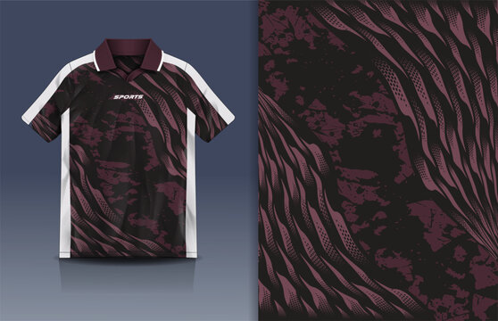 Jersey Sport Streetwear Design Grunge Tiger Wave Halftone Pattern Maroon Black Polo Collar Sublimation Fashion
