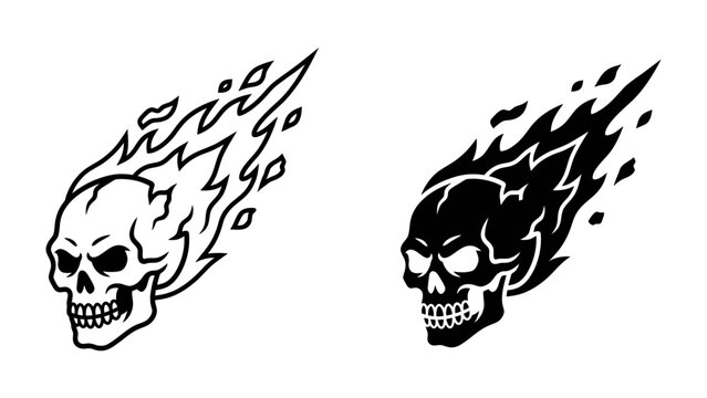 Flames of Rebellion: A fierce skull emblem, wreathed in dynamic flames, symbolizing raw power, rebellion, and the unstoppable spirit.