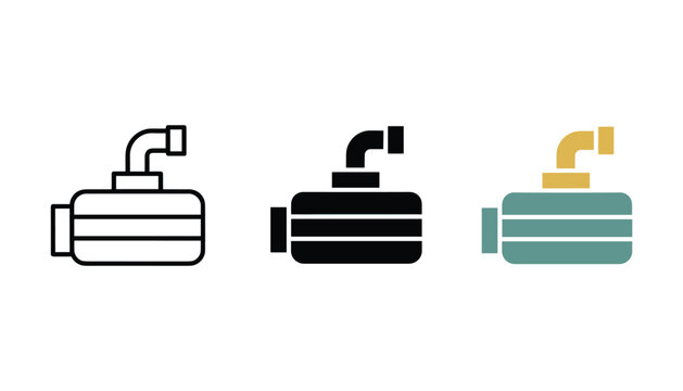 Industrial engine block component icon for automotive repair and mechanical engineering projects shown in three versatile vector formats for technical documentation and web design