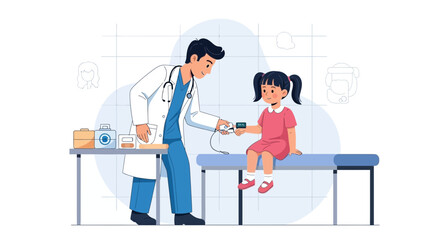 Obraz premium Pediatrician Examines Young Patient Using Medical Equipment For Health Assessment