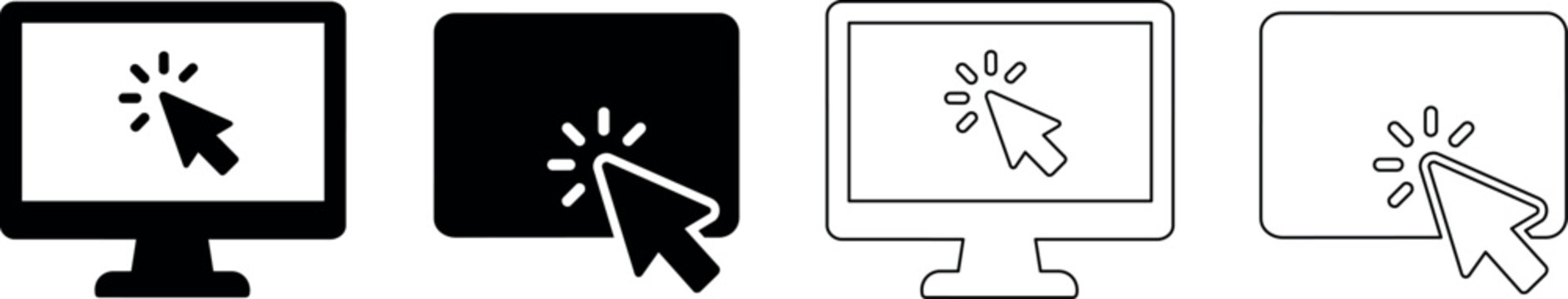 Computer screen with cursor clicking on it, representing digital interaction and online actions