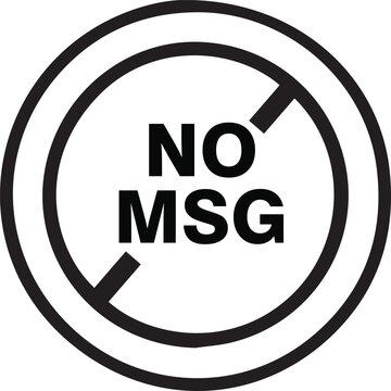 No MSG Added Monosodium Glutamate Free Product Label Vector Icon