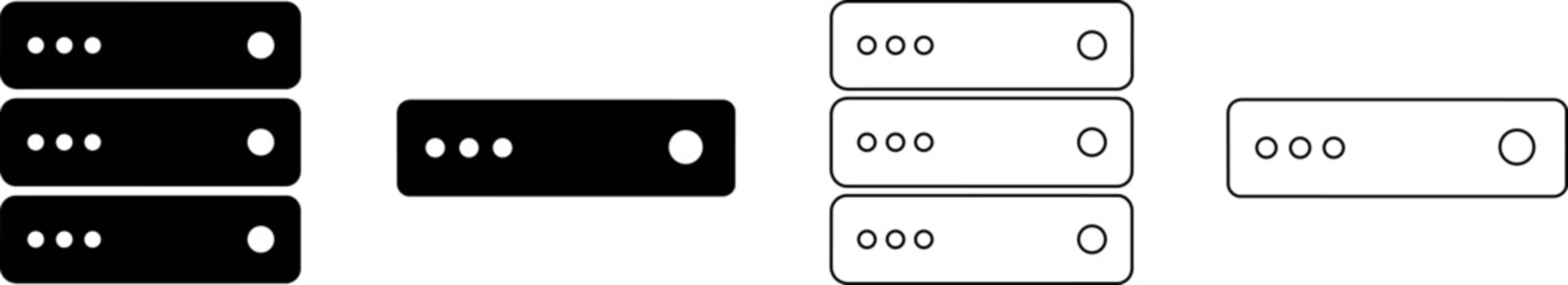 Server rack icons in black and white, representing data storage and network hardware