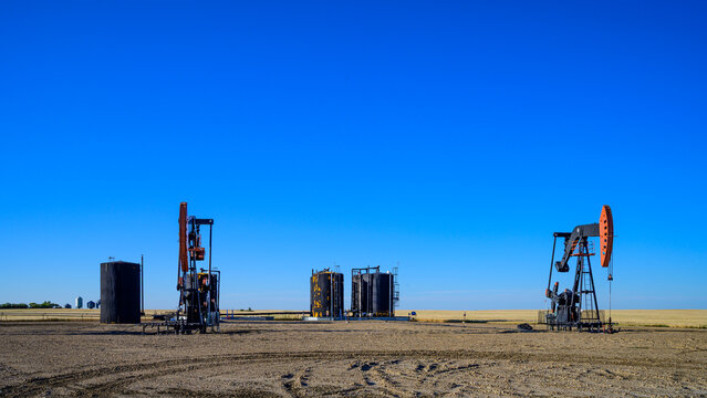 Oil Well Pumps and Storage Tanks, Southwest Saskatchewan