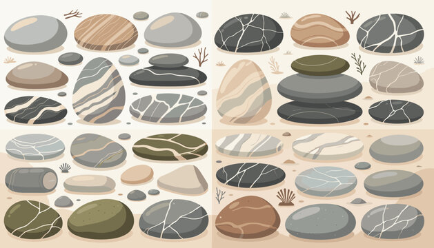 Natural River Pebble Stone Rock Boulder Mineral Graphic Palette