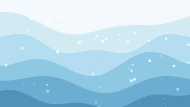 Soft blue layered waves with floating light particles seamless loop 4K summer background