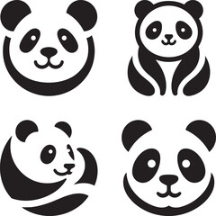 Obraz premium Pandas silhouette logo elements set