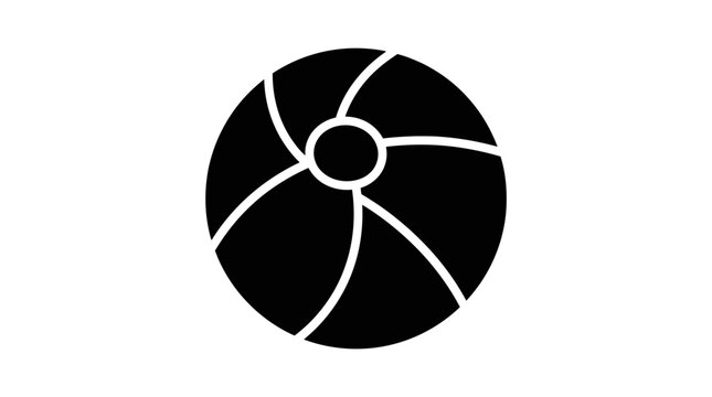 Inflatable beach ball black silhouette icon.