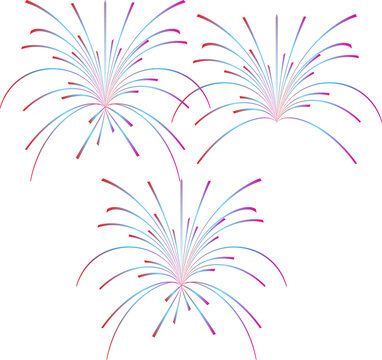 Colorful firework bursts illustration on transparent background
