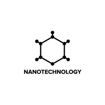 Hexagonal molecular structure illustration with black lines on a white background representing nanotechnology concepts atom atomic benzene ring carbon